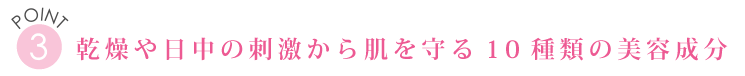 ポイント３　乾燥や日中の刺激から肌を守る10種類の美容成分