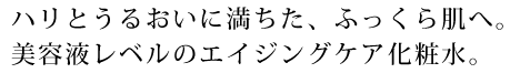 ハリとうるおいに満ちた、ふっくら肌へ。美容液レベルのエイジングケア化粧水。